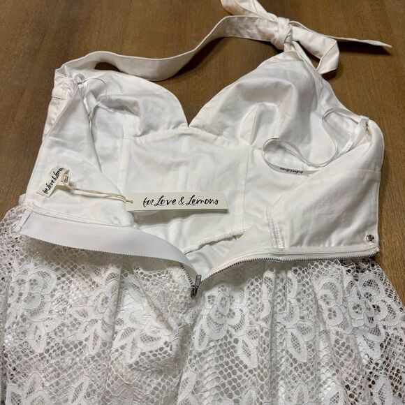 For Love and‎ Lemons Sonnet Lace Maxi Dress Medium White Halter - Picture 12 of 16